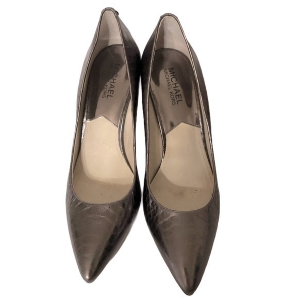 MICHAEL KORS metallic silver heel shoes